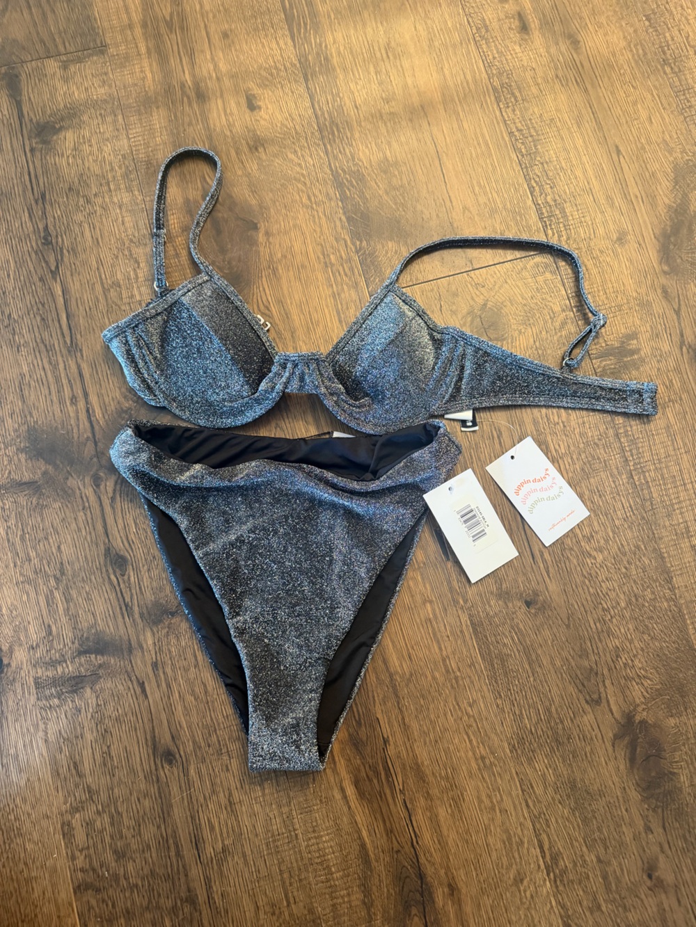Dippin' Daisy's Shimmery Silver-Gray Bikini Set